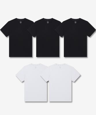 [Forever 21] [5PACK] Unisex Cotton 30-Count Regular Fit Short-Sleeve T-shirt Black + White [Shipped from Korea] 100% Authentic