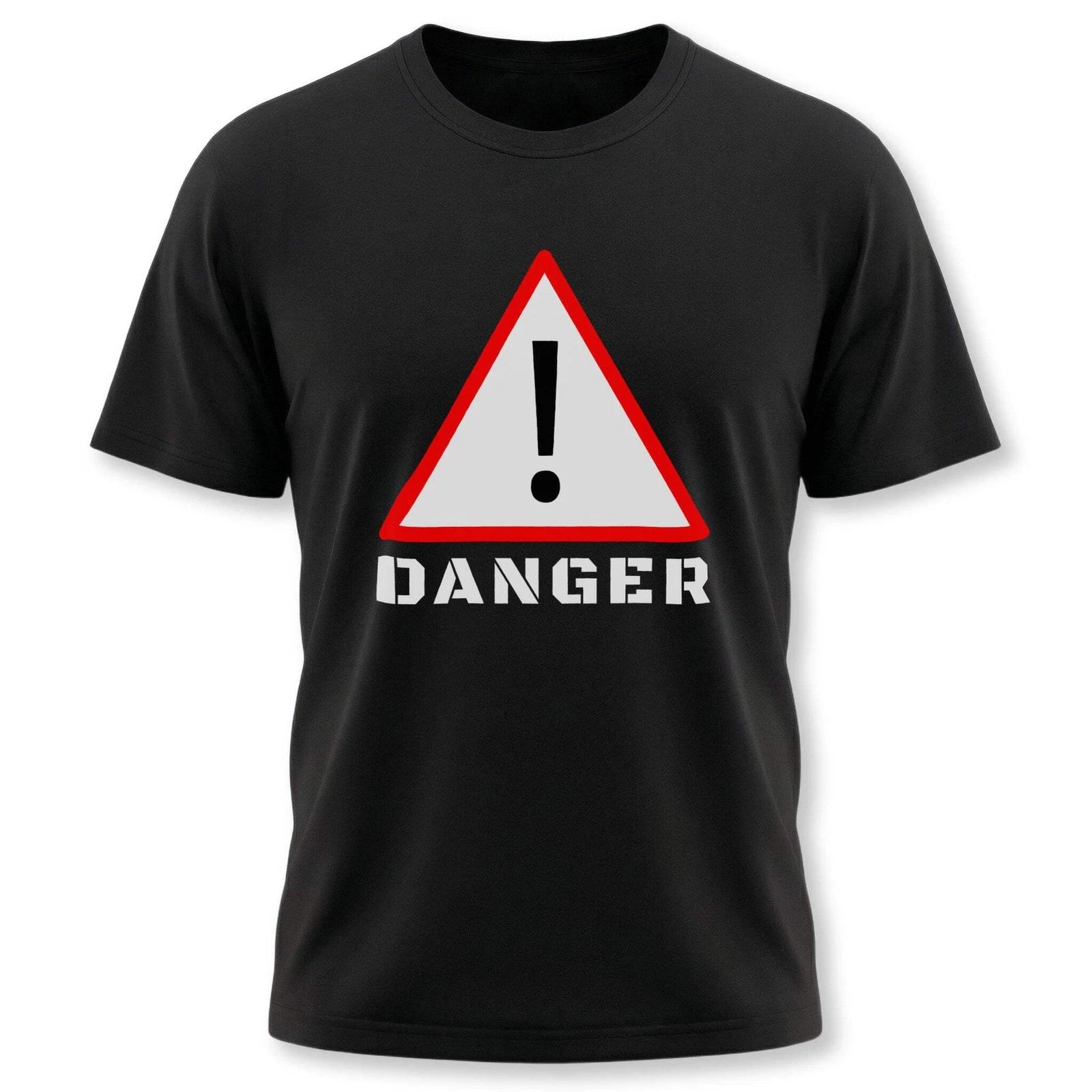 Danger Warning Sign Graphic T-Shirt | Exclamation Mark Warning Tee Shirt XS