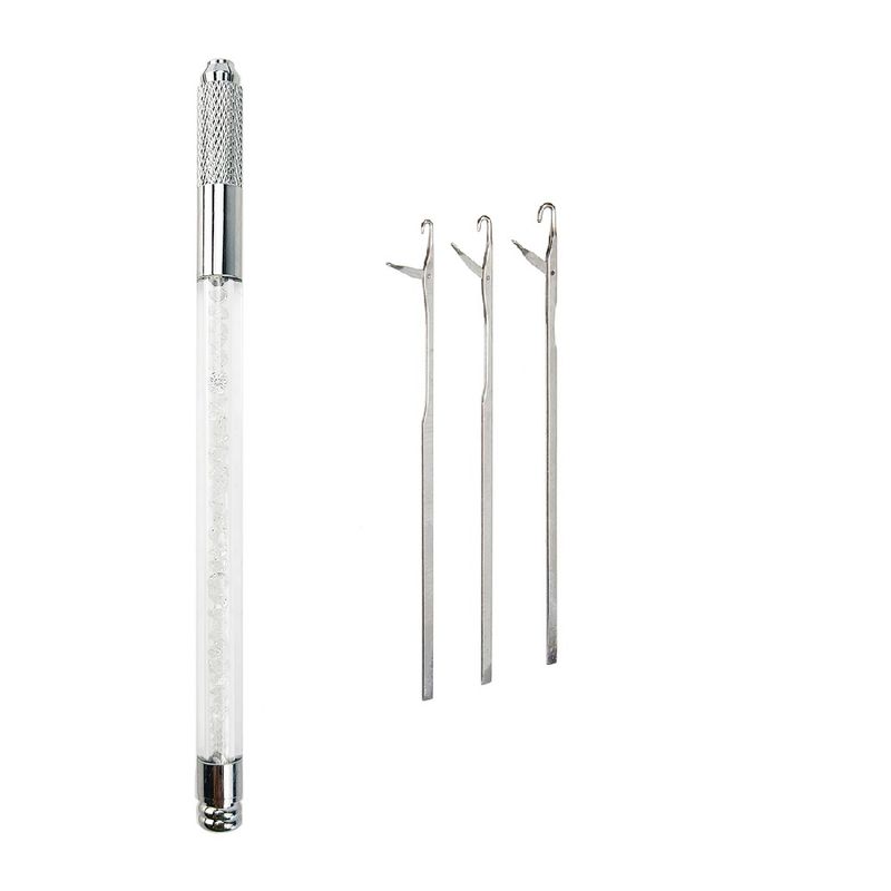 

Style Hair Extension and Hair Transfer Single Head Crochet with Tongue Wig Extension Crochet Needle Feather Crochet Hook for Hair Tools Wholesale White (handle +3 Needles)