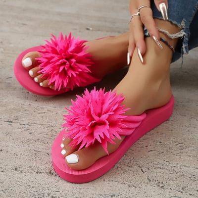 Flower Slippers Women's Summer New Outward Wear Round Toe Open Toe Platform Light Non-slip Versatile Flip-flops