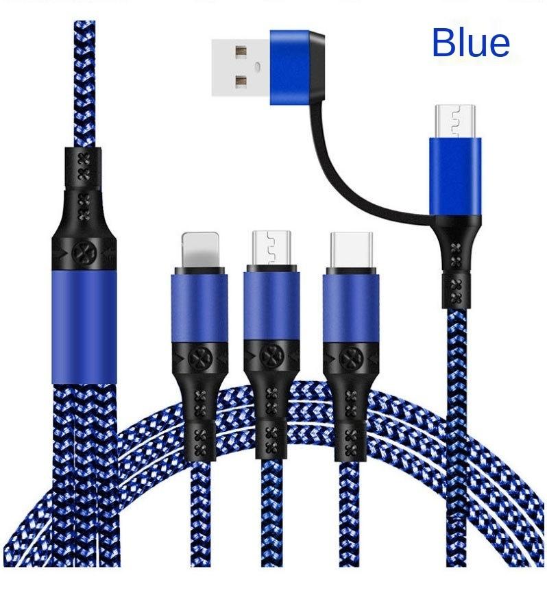 Nylon Braided 3 In 1 Multiple Usb Cable Adapter Super Fast Charging For Type-c Iphone Android