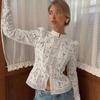 VAYLA Lace Printed Shirts Tops Female Hollow Out Fashion Commute Vintage See-Through Blouse Women's Lace Shrug Shirts New