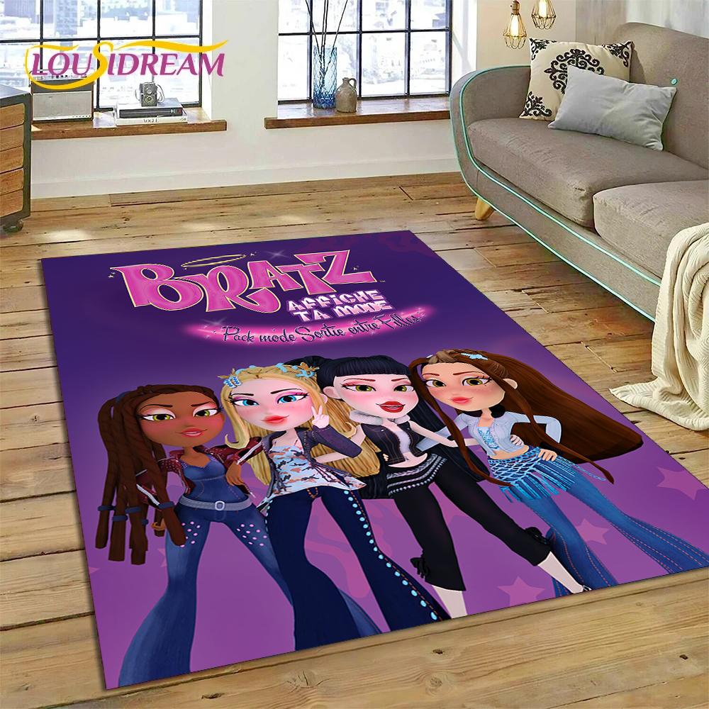 HD Cartoon Bratz Doll Cute Girls 3D Rug Carpet for Living Room Bedroom Home Decor,Floor Mat Non-slip Decoration for Sofa Doormat