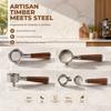304 Stainless Steel and Wood Bottomless Coffee Portafilter for Barsetto Home