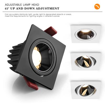 Embedded LED Downlight Anti-Glare Angle Adjustable 7W 12W COB Anti-Glare Recessed Ceiling Light Spotlights