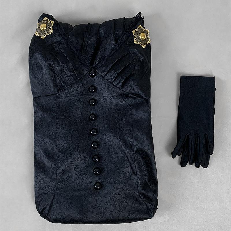 Halloween Costume Resident Evil 8 Village Cos Costume, Moth Girl Black Vampire Cosplay Long Dress