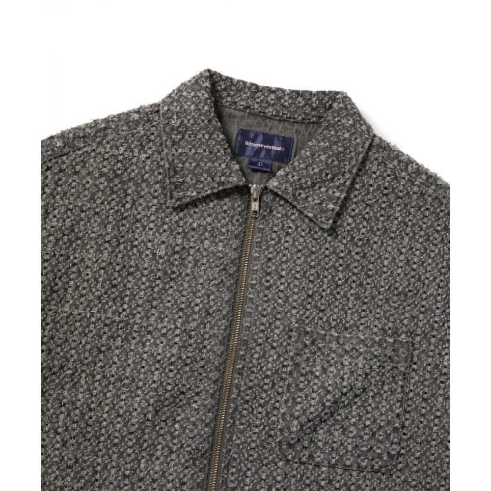 Thisisneverthat Damaged Denim Zip S S Shirt Grey