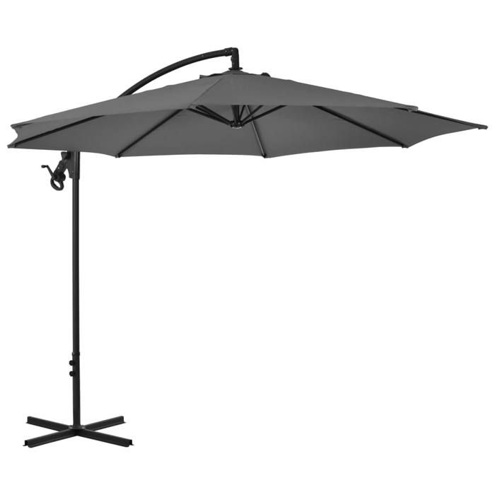 VidaXL Parasol de Jardin en Porte-à-feux avec Mât Acier, Pare-soleil de Patio, Abri de Soleil, Parasol de Terrasse, 300 cm 44875