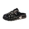 Pantofole estive da donna con plateau, borchie, punk rock, in pelle, con accessori in metallo creativi, scarpe casual da festa, da donna, per esterni