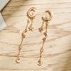 Vintage Metal Star Moon Tassel Pendant Earrings for Women Fashion Gold Color Asymmetric Personality Earrings Jewelry Gifts