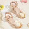 Winter 2025 Girls' Fashionable Princess High Heels Sandals with Bow and Hollow Design