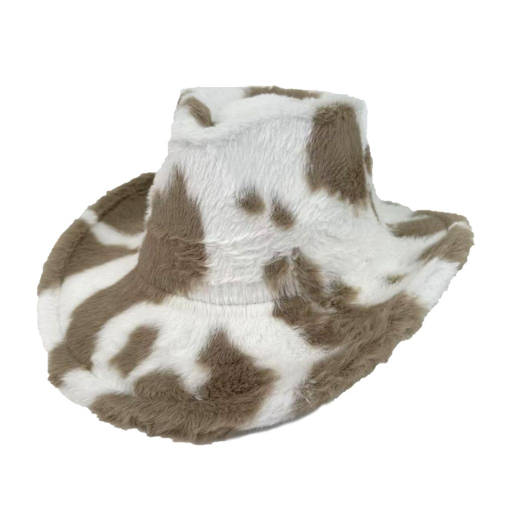 Autumn And Winter New Cow Western Cowboy Hat Fashion Plush Thickened Hat Thermal Top Hat For E-Commerce