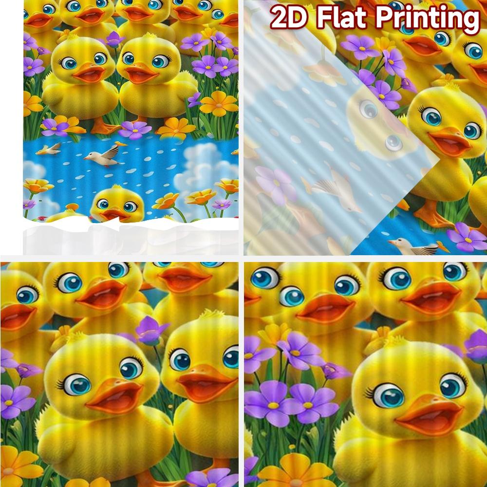 2D FLAT PRINTING 2pcs Curtains (Without Rod) Playful Ducklings and Flowers Modern Contemporary Curtains Semi-Sheer Curtains