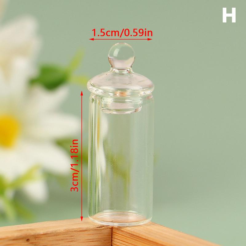 1Pc Dollhouse Miniature Clear Glass Jar Candy Bean Storage Bottle Tiny Jar With Cover Kitchen Decor Toy Doll House Accessories