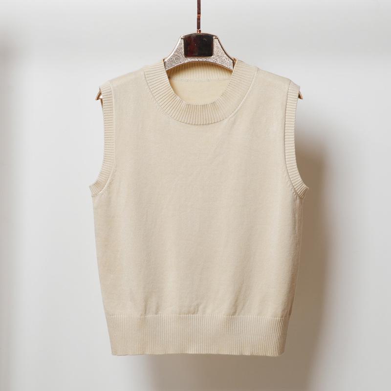 

Women s Autumn College Style Knit Round Neck Cotton Vest 4XL