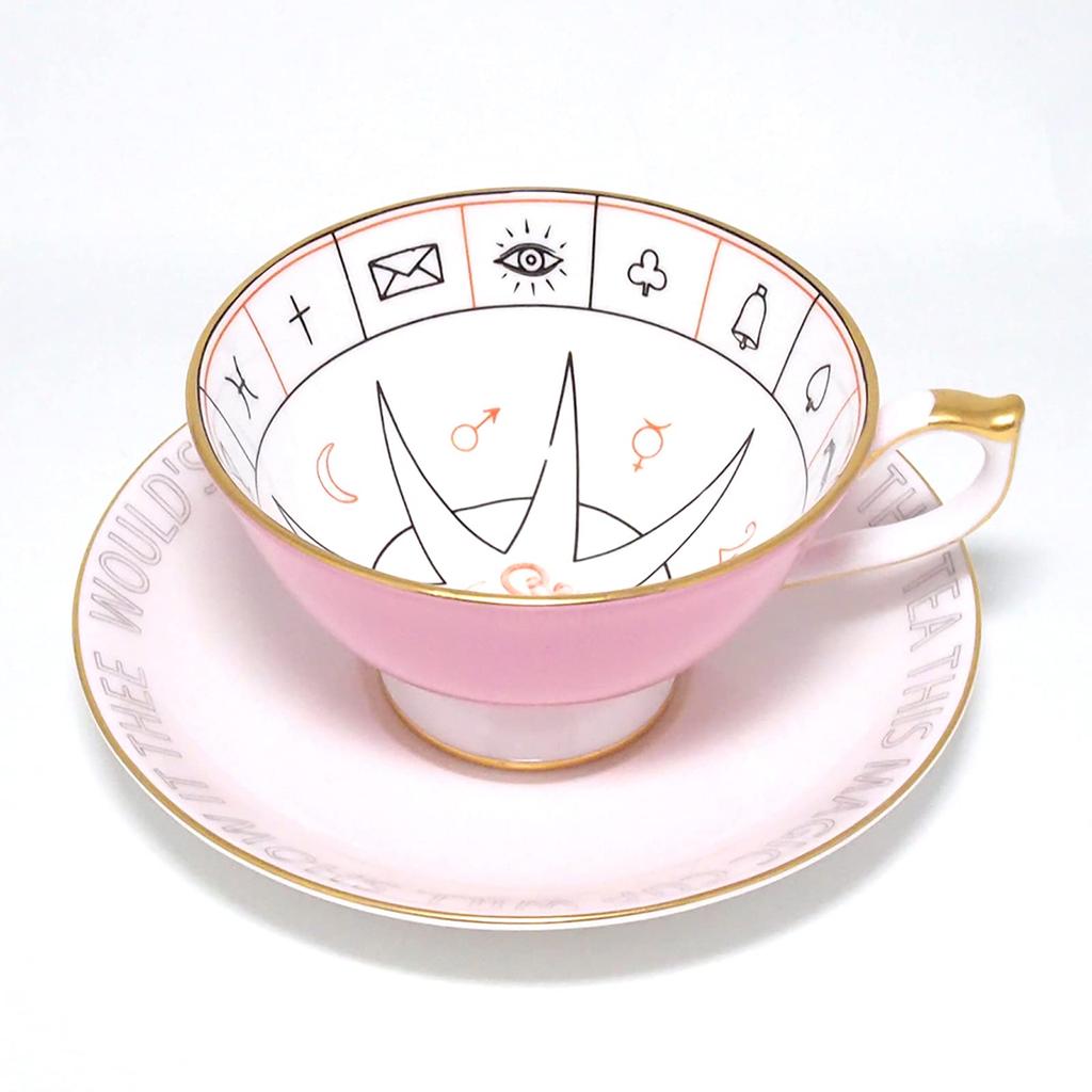 Aynsley Nerross Fortune Telling Tea Cup and NLRS00003C Saucer, 200ml, Pink,