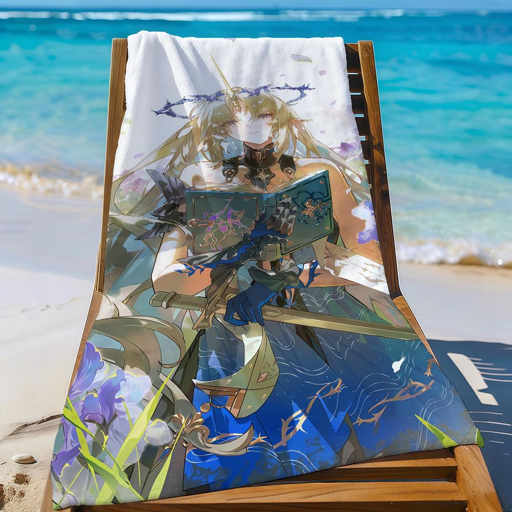 Fleurdelys Cartethyia Wuthering Waves Towel Sports Quick Dry Travel Camping Gear Sandproof Soft Light Large Beach Towel