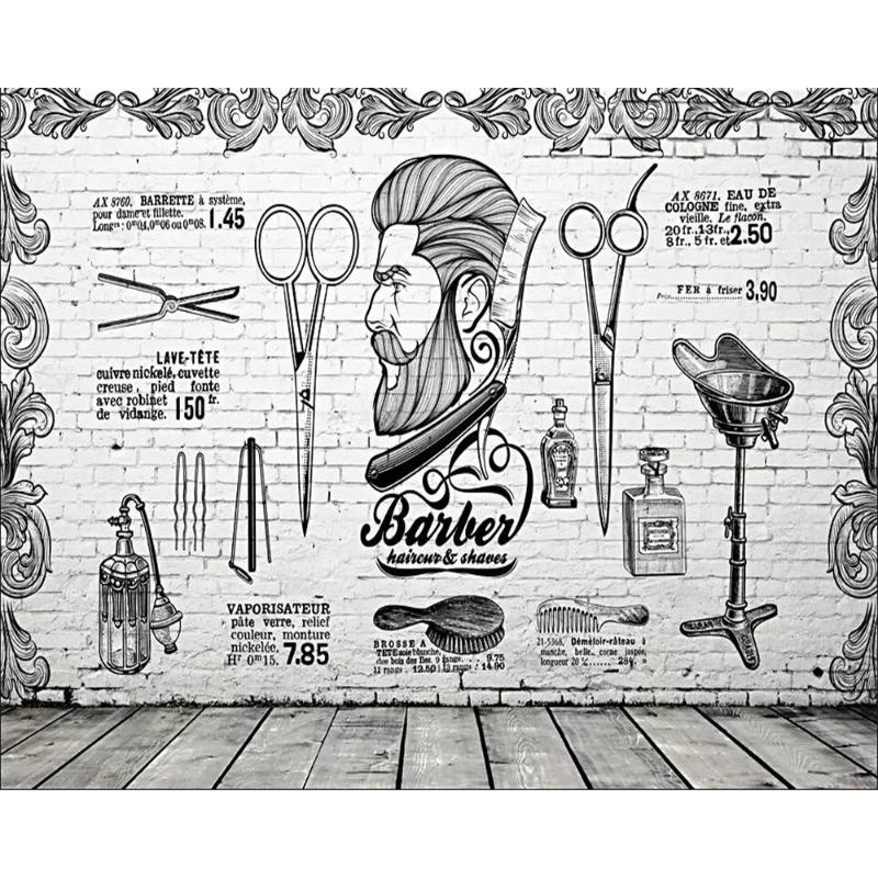 Retro Trend Wallpaper Barber Shop Background Wall Decoration Mural 3d Wallpaper