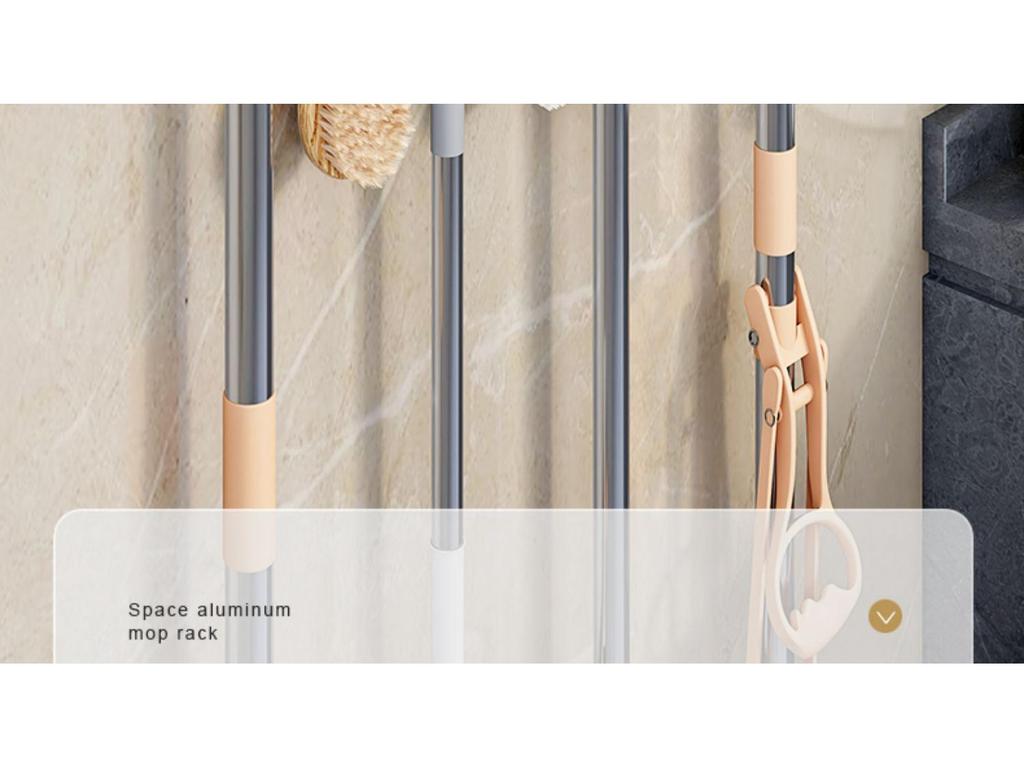 No-Drill Space Aluminum Mop & Broom Storage Clips
