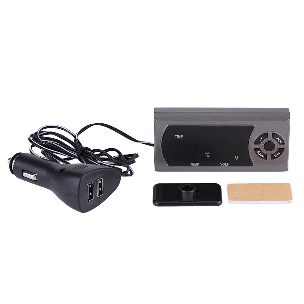 

3 в 1 1224 В Автомобильный светодиодный цифровой термометр с часами и вольтметром