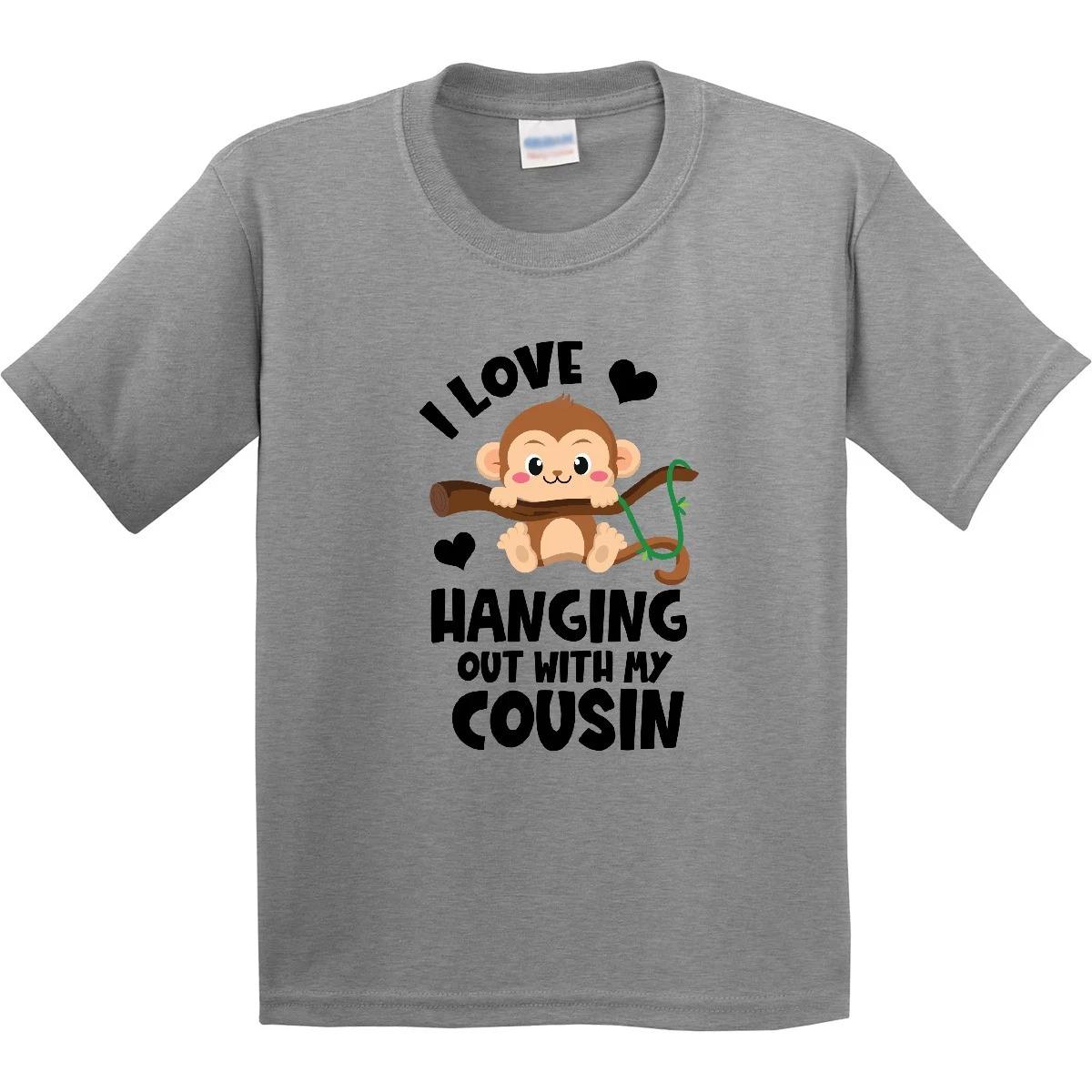 Inktastic Monkey I Love Hanging Out With My Cousin Youth kids boys T-Shirt Adorable Big 100