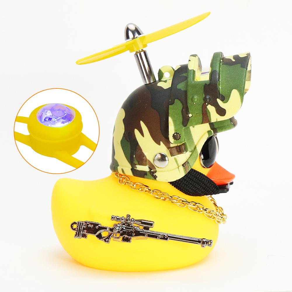 Cool Armed Duck In The Car Interior Decoration Yellow Duck with Helmet for Bike Motor with Strobe Light Car Accessories