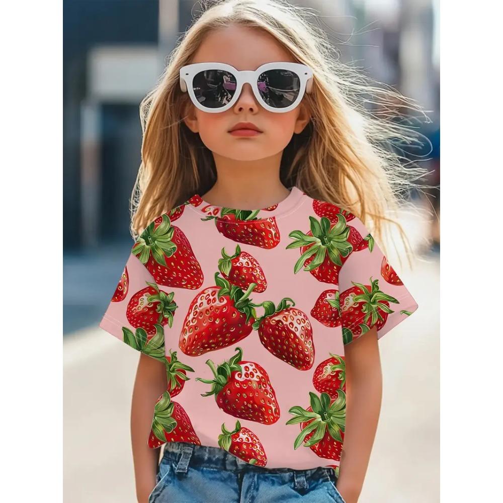 Children's Clothing Girls T-Shirt Fashion Short Sleeve Tee Summer Clothes 3D Print Children Tops Cartoon Breathable Kids T-Shirt