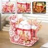 Cute Good Luck Cat Building Blocks New Year's Festival Decorative Model Bricks Desktop Deco Kids Toys With Lights