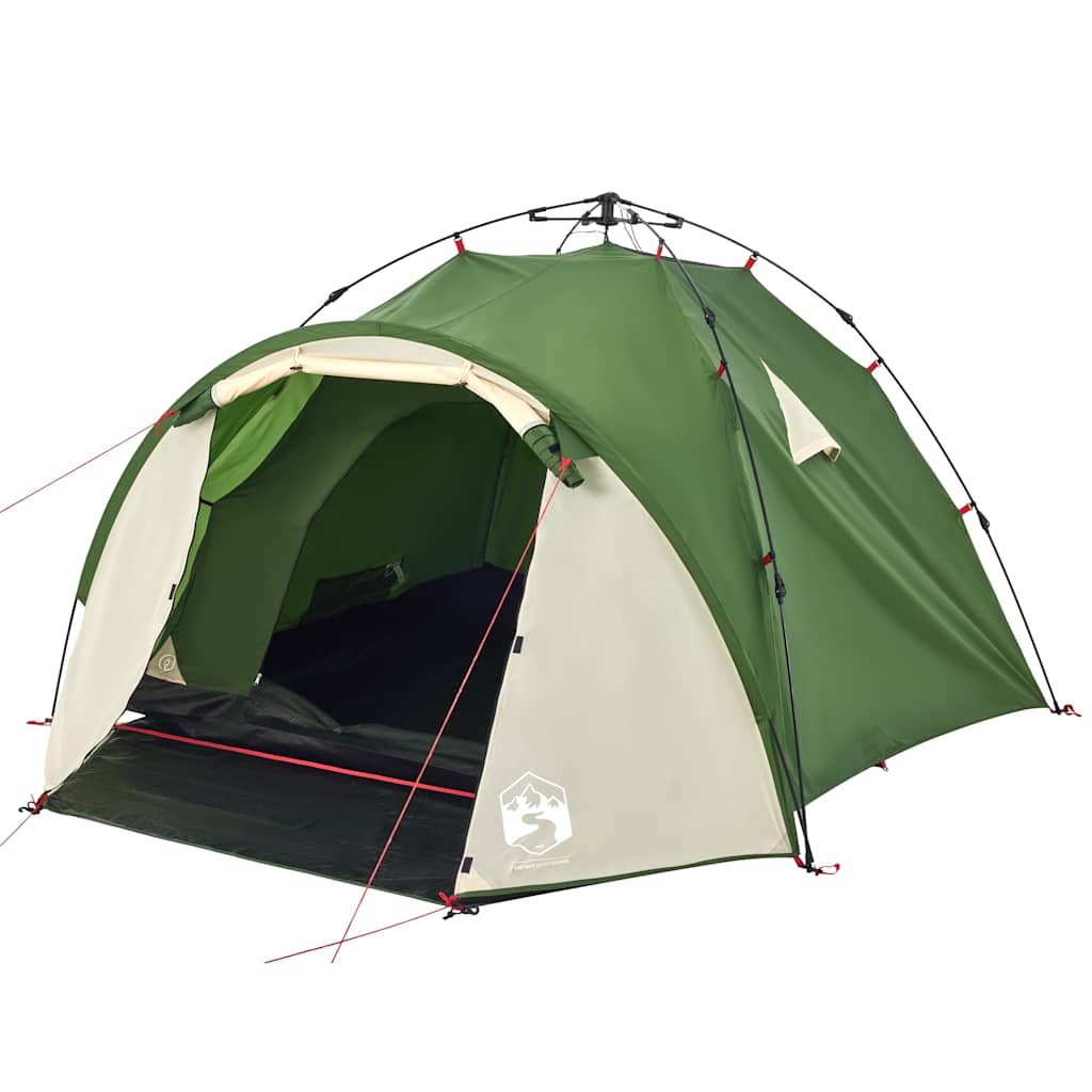 Vidaxl Tourist Tent, 3-Person, Green, Quick Setup