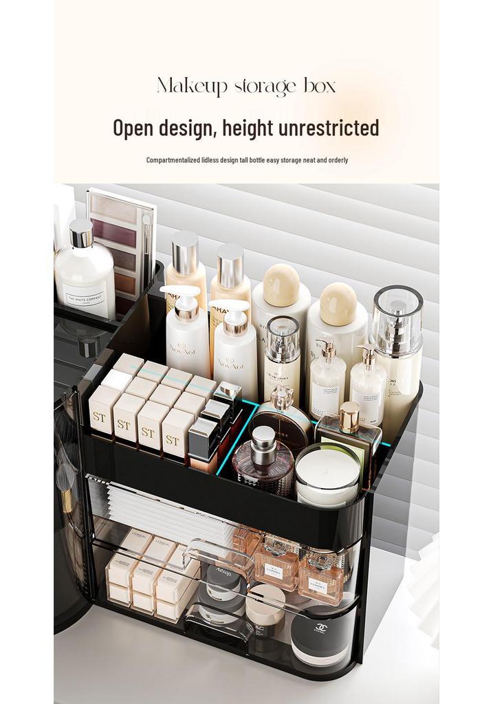 High-Capacity Dustproof Skincare & Cosmetics Organizer with Desktop Drawers