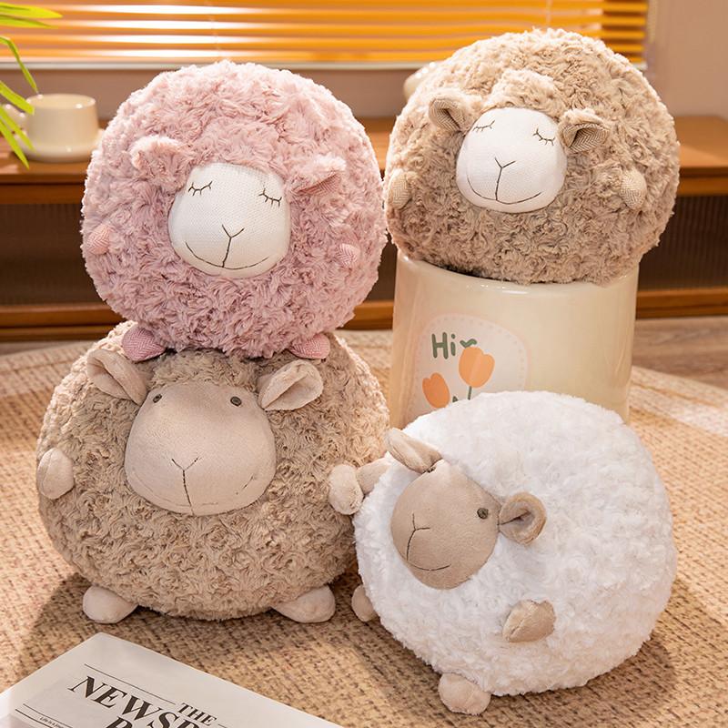 28cm Lovely Round Sheep Plush Toys Stuffed Animal Round Ball Sheep Fluffy Lamb Plushie Doll Soft Pillow Kid Birthday Xmas Gifts