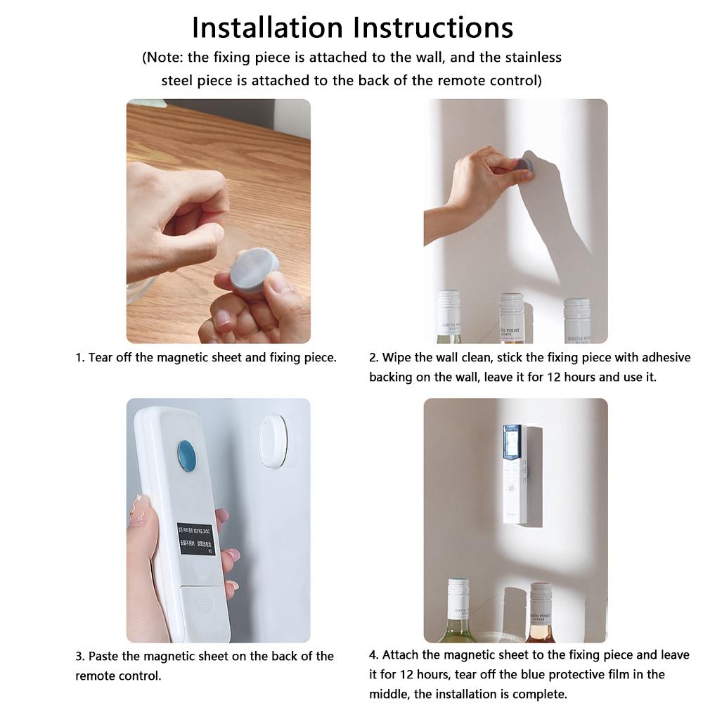 2 Stück Runder Magnet+Kunststoff Fernbedienungshalter Wandmontage Hängehaken Magnetische Matte