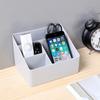 Simple Brush Colored Pen Marker Desktop Stationery Storage Box Multi-Functional Three Squares Desktop Sundries Storage Holder