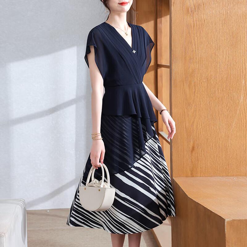 XUEXI Women s Summer Short-Sleeved Midi Dress 2XL