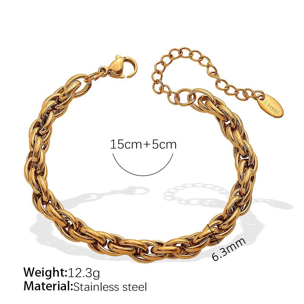 Trendy Embossed O-Chain Stainless Steel Bracelet - Simple, Fashionable Unisex Jewelry