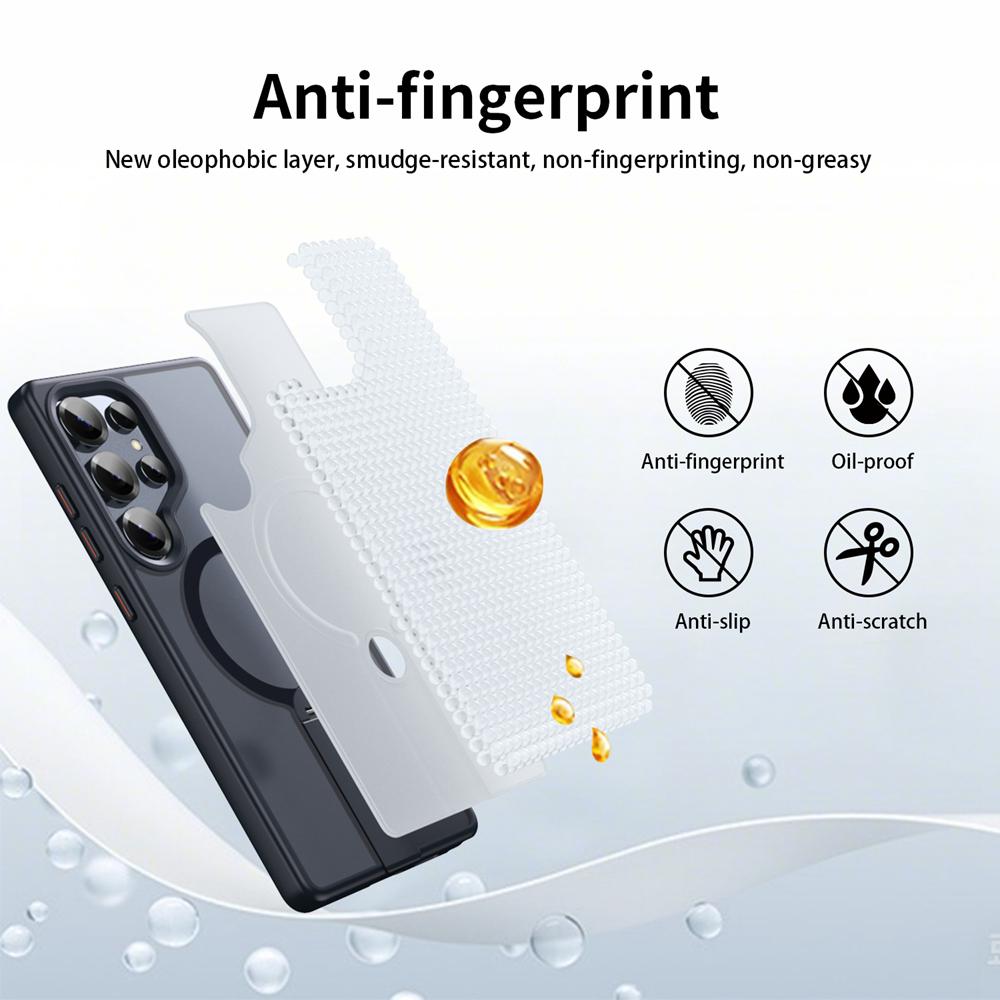 KEYSION 360 Hidden Metal Stand Magnetic Case for Magsafe for Samsung Galaxy S24 S25 Ultra S24+ S25+ Matte Shockproof Phone Cover