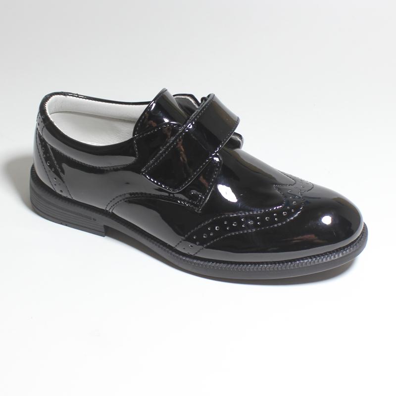 

New Fashion Boys Patent Dress Shoes Classic Brogue Black Hook Loop Formal Footwear Kids Comfortable PU Leather Shoes 38