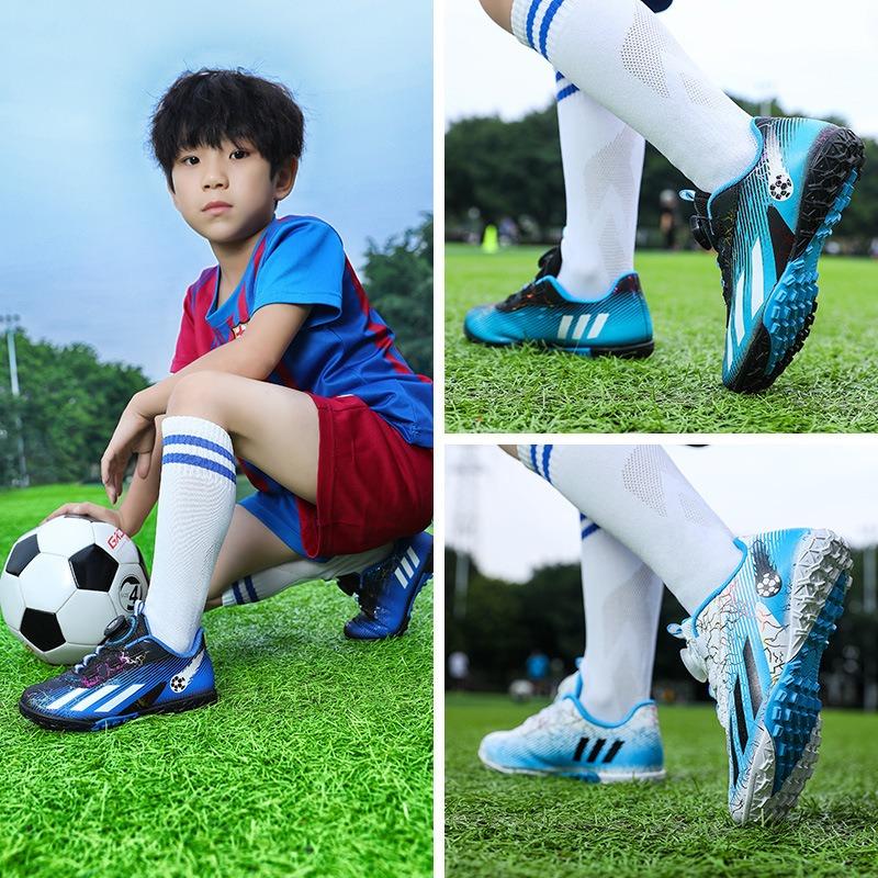 Neue Kinder Drehschnallen Fußballschuhe