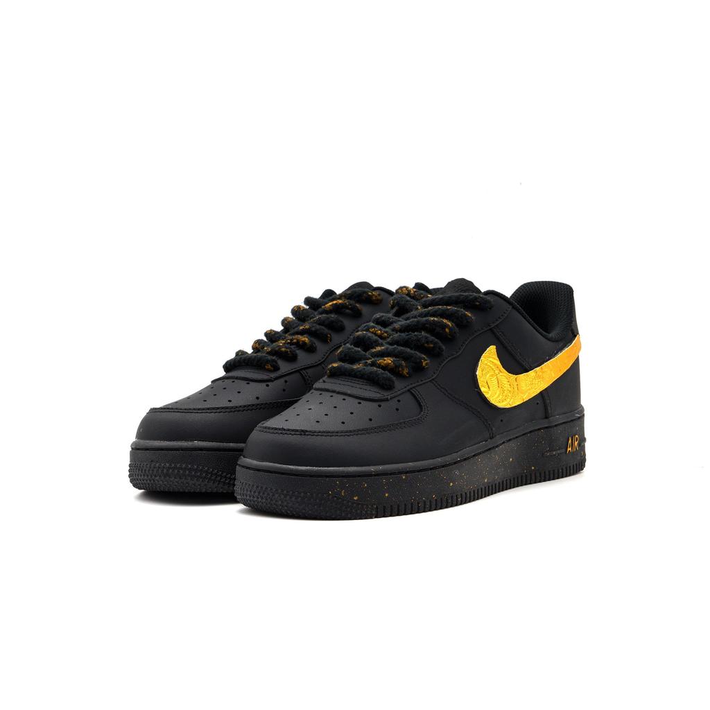 Nike Air Force 1 Low Top Skateboard Shoes Unisex Black Gold CW2288-111(Team500-QD)