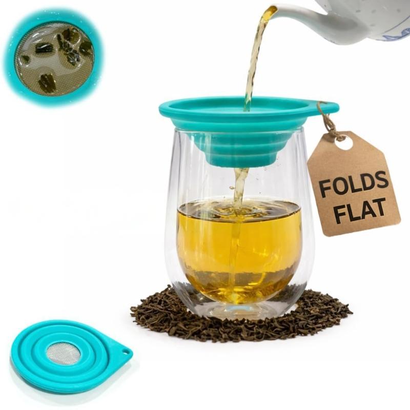 Silikon Tee-Ei Kollabierbares Design Spart Platz Faltbarer Trichter Sieb Für losen Teeblatt Und Kaffee Weinfilter
