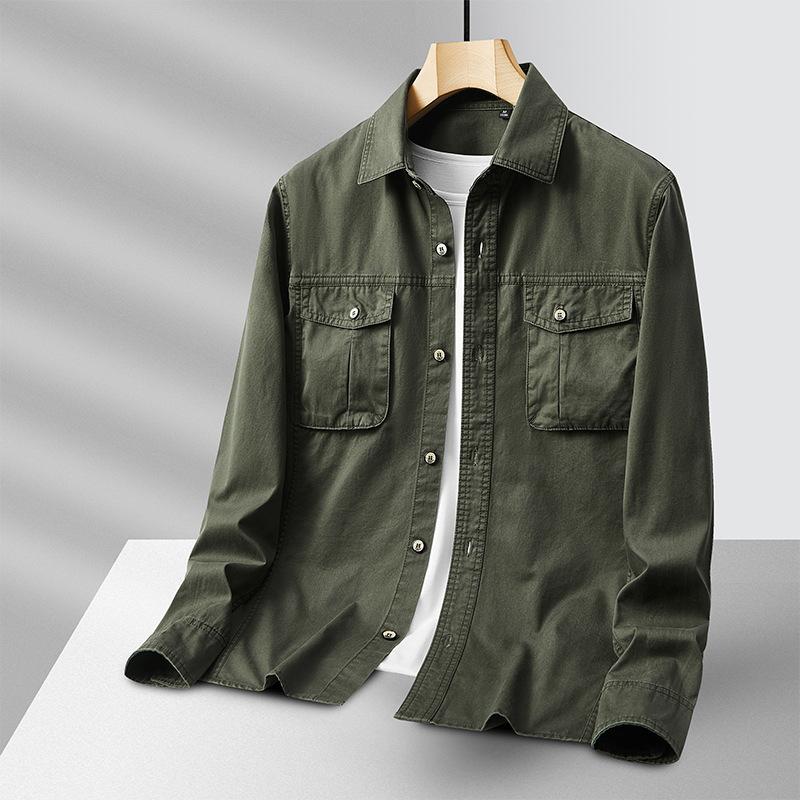 Long-sleeved Shirt Men's Work Jacket Spring and Autumn Loose Casual Shirt Men's Autumn Clothes Hong Kong Style Boys Spring