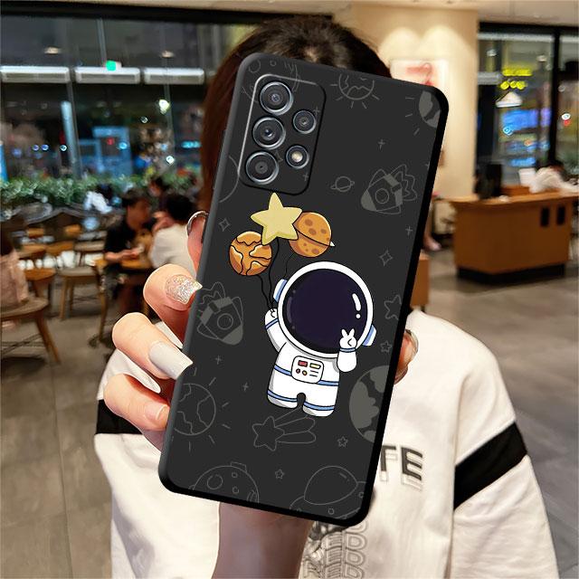 Cartoon Space Astronaut Phone Case for Samsung Galaxy A72 A52 5G A21s A12 A13 A11 A22 A32 A51 4G A71 A31 A23 Soft Silicone