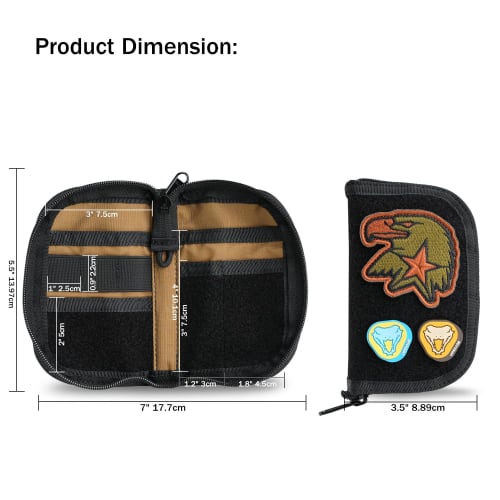 VIPERADE VE20 Small EDC Pouch with Velcro, EDC Pocket Organizer for Men, Small EDC Organizer Pouch with 5 Pockets (Black)