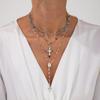 European and American Sense Y-shaped Fringed Necklace Women, Creative Color Double-layer Cross Pendant Collarbone Chain Necklace