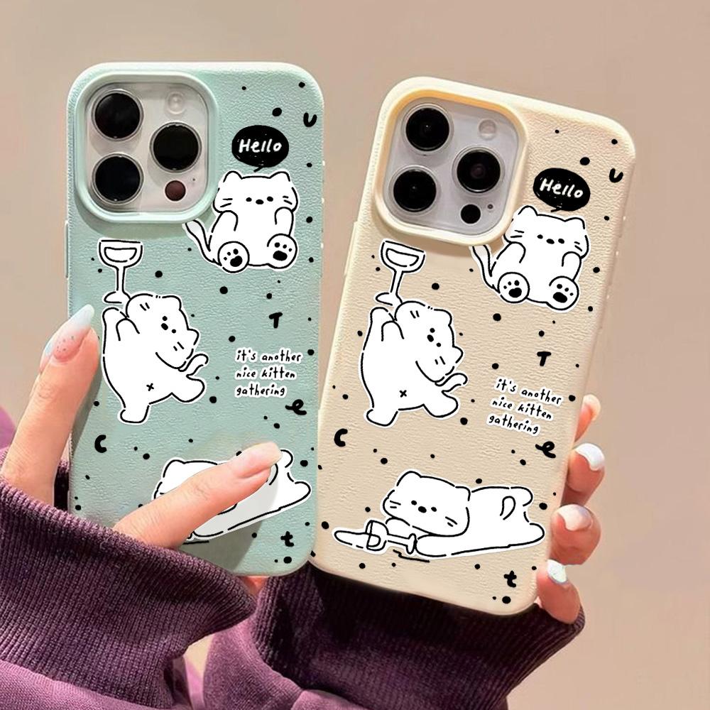 Phone Case for iPhone 11 13 Case iPhone 12 14 15 16 Pro Max 12 Pro 15 Plus Leather Painted Waterproof Drop-proof and Wear-resistant Cartoon
