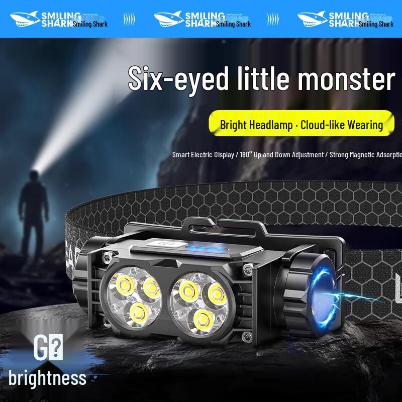 

Налобний ліхтар Smiling Shark 0193B зі світлодіодами, що перезаряджаються