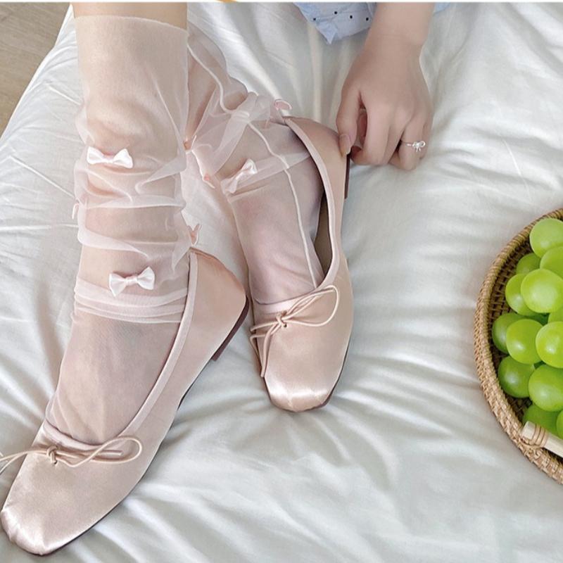 Calcetines transparentes de mujer con estrellas de colores, ultrafinos, de nailon, sueltos, largos, de verano, de malla con encaje