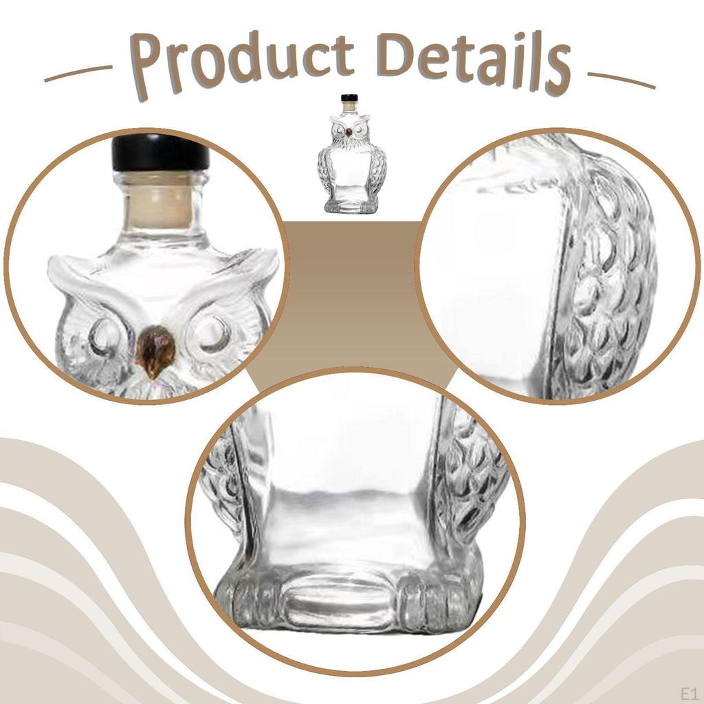 Caraffa per Whisky Bottiglia per Liquori per Bar Festa a Casa Creativa 125ml Vuota Forma di Gufo Vetro Uomo