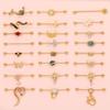 Stainless Steel Long Ear Bridge Piercing Jewelry With Small Gold Snake Bee Double Holes