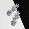 2Pcs Imitation Moissanite Diamond Jewelry Set New Weeding Luxury Flower Pendant Necklace Female Earrings Set Gift To Woman